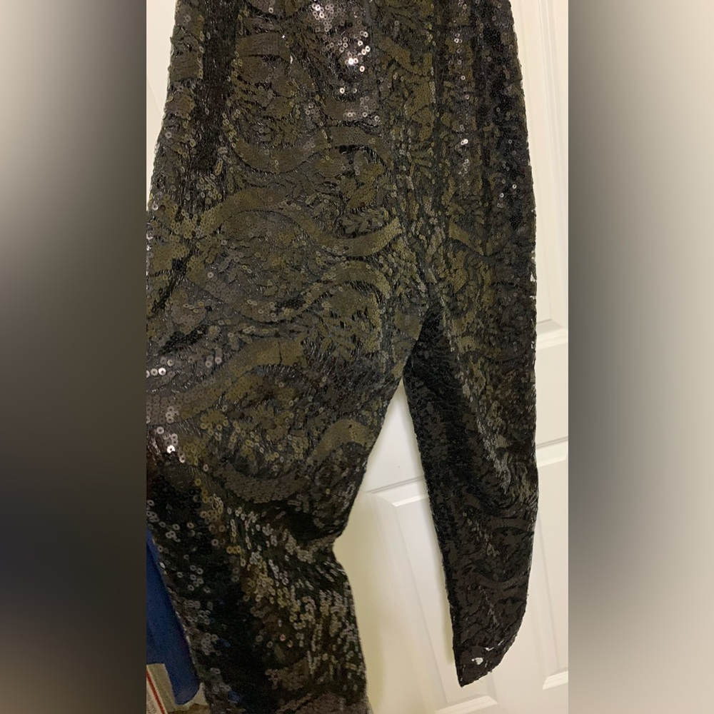 Full Sequin Jumpsuit Sparkly Fabulous CLOSET 8 Black Thin StrapPockets - Picture 11 of 13